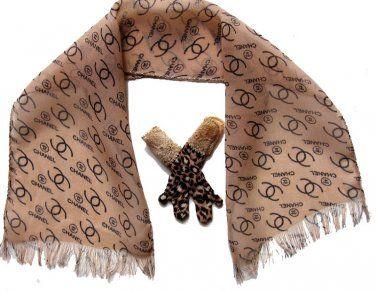 Leopard Coco Chanel Logo - Coco Chanel Scarf Leopard Print Gloves for OOAK Barbie Silkstone ...