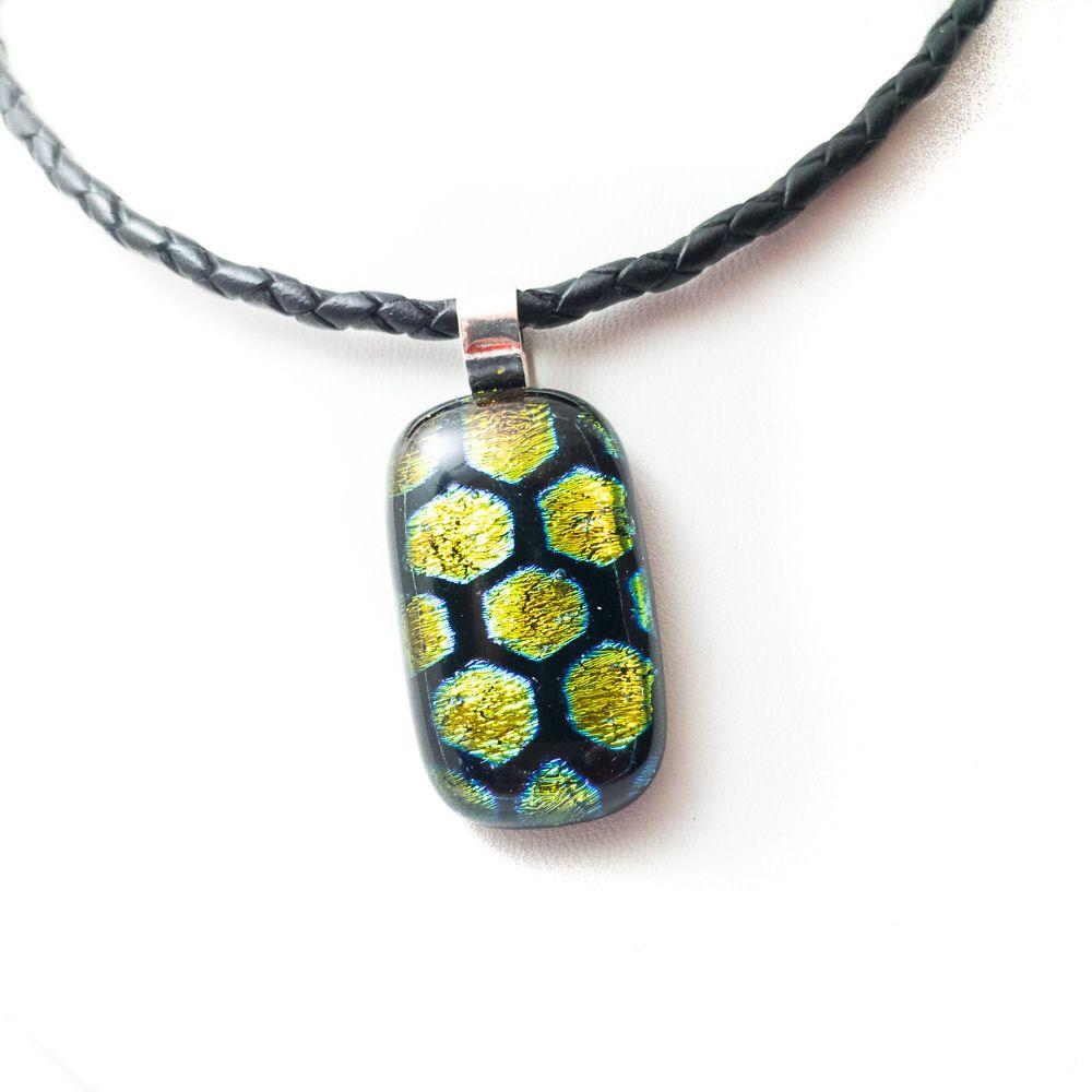 Yellow and Green Pentagon Logo - Yellow Green Pentagon Dichroic Pendant