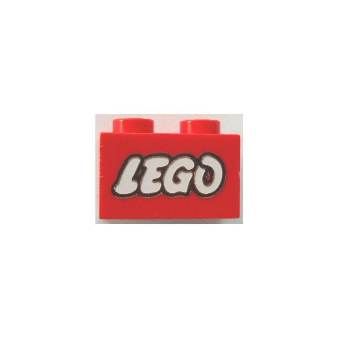 LEGO Logo - LEGO Red Brick 1 X 2 With White Old Style Lego Logo With Black