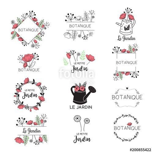 Boho Floral Logo - Boho & Romantic girly hand drawn logo Collection. Botanical and ...