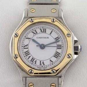 Octago Shaped Gold Auto Logo - Cartier Santos Octagon Two Tone Stainless Steel 18k Gold Automatic