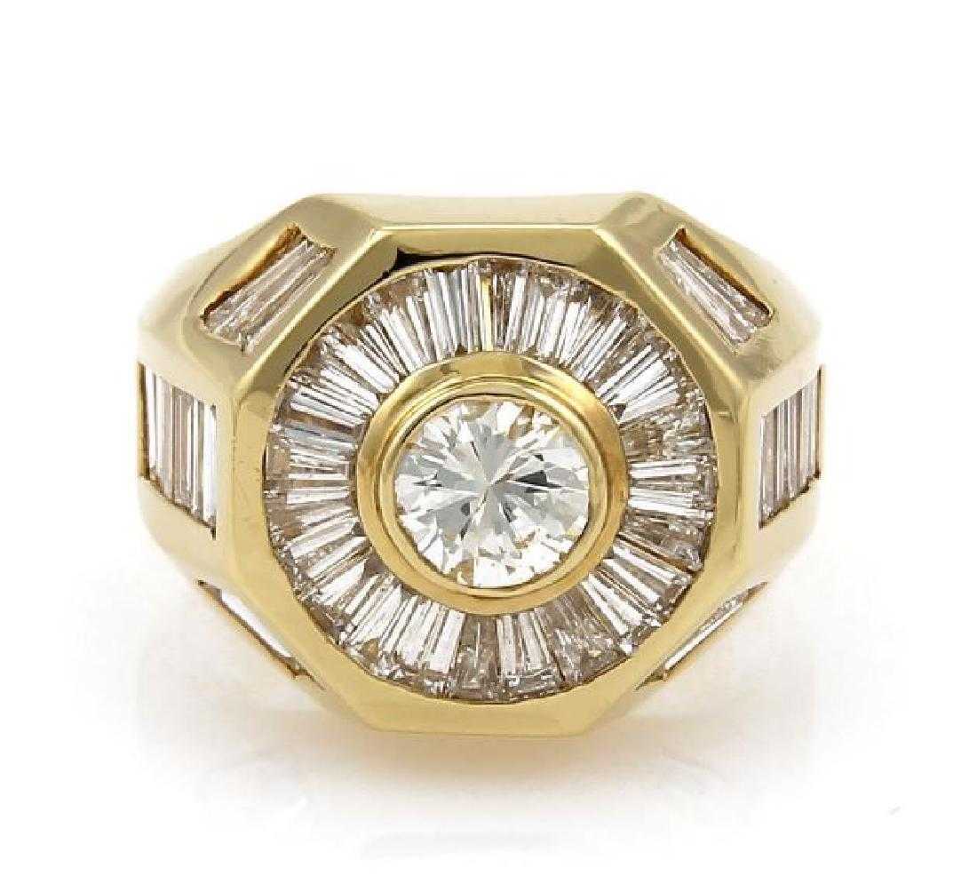 Octago Shaped Gold Auto Logo - 5.40ct Diamond 18k Gold Octagon Shape Ring
