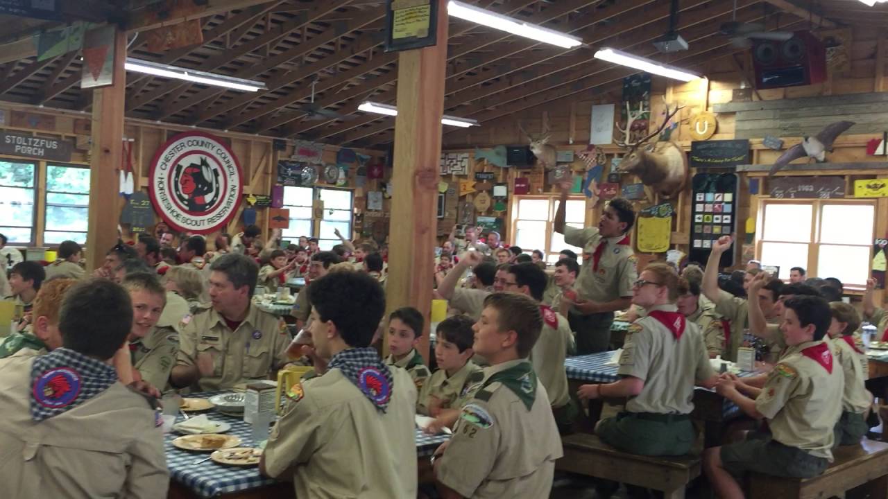 Camp Horseshoe Logo - Ernie Heegard leads the Camp Horseshoe dining hall in Green Grow ...