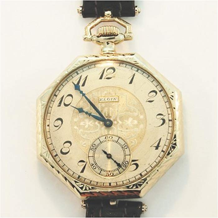 Octago Shaped Gold Auto Logo - Amazon.com: Vintage/Antique watch: Men's Elgin 14k Solid White Gold ...