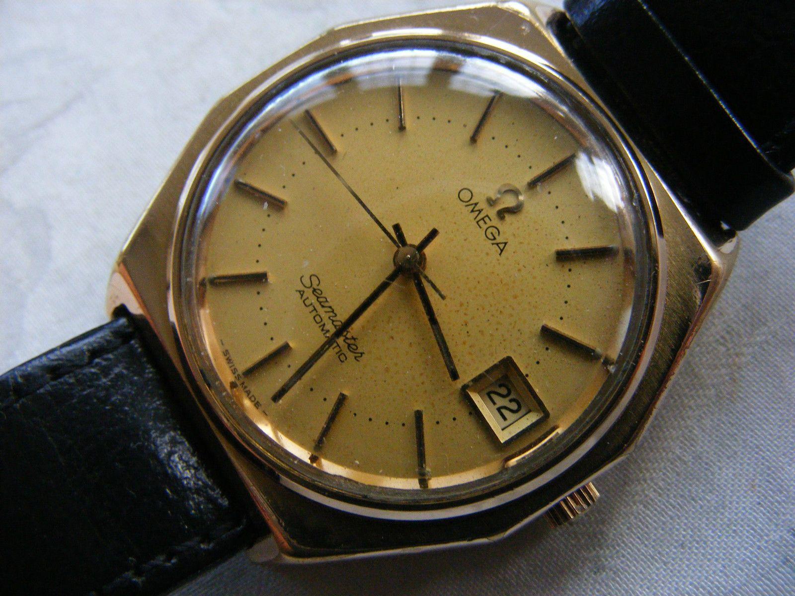 Octago Shaped Gold Auto Logo - OMEGA SEAMASTER AUTOMATIC c1960s RARE OCTAGON SHAPE CASE ALL STAMPED