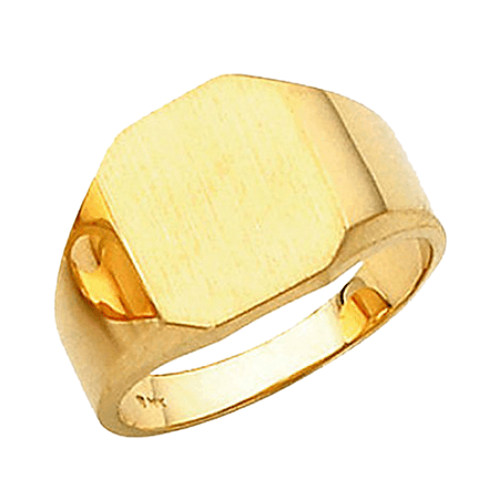 Octago Shaped Gold Auto Logo - GEMaffair's 14K Yellow Gold Simple Octagon Shaped Signet Ring