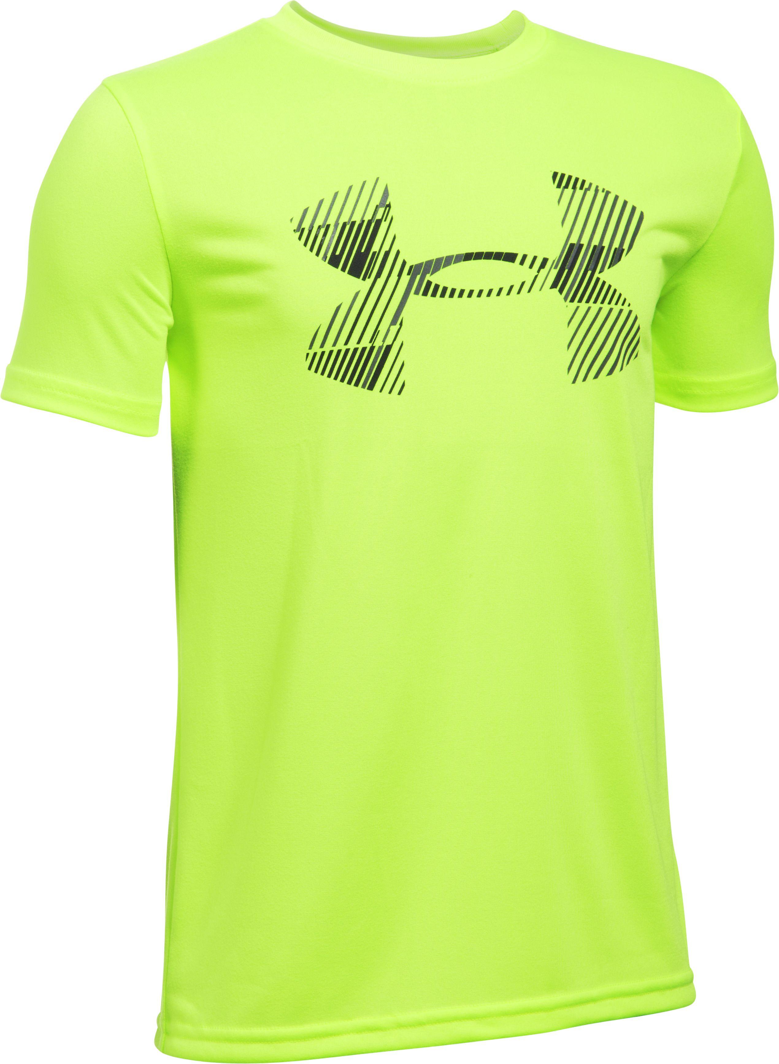 Top Green Logo - Under Armour Combo Logo Short Sleeve Junior Running Top - Green | eBay