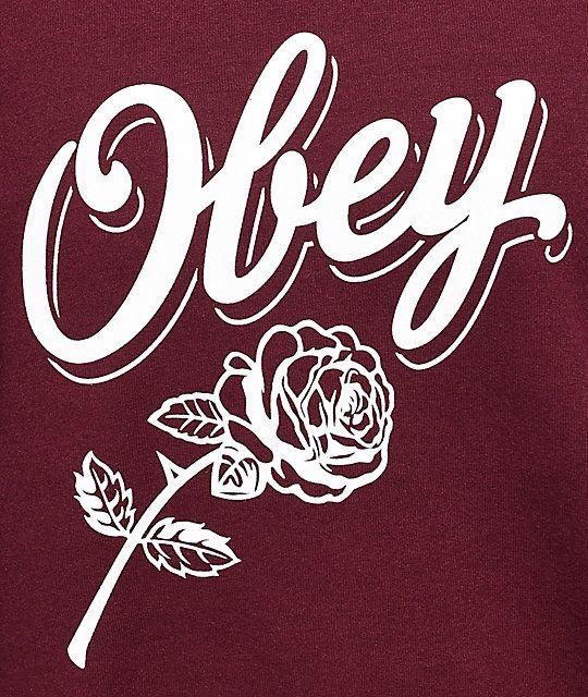 The Obey Logo - Obey Careless Whispers Burgundy Crew Neck Sweatshirt | Zumiez