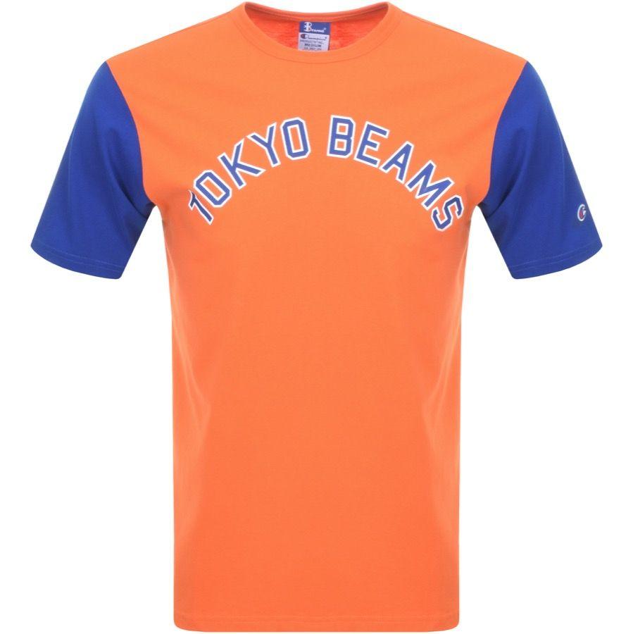 Orange X Logo - Champion X Beams Crew Neck Logo T Shirt Orange | Mainline Menswear