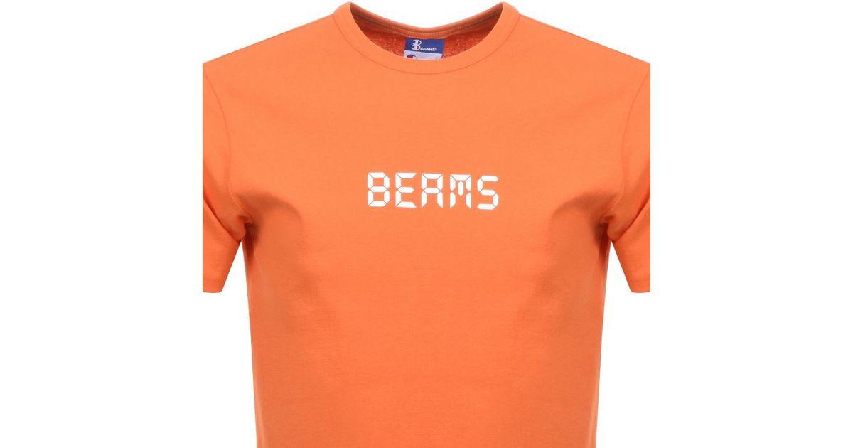 Orange X Logo - Champion X Beams Crew Neck Logo T Shirt Orange in Orange for Men - Lyst