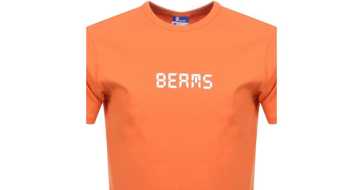 Orange X Logo - Champion X Beams Crew Neck Logo T Shirt Orange in Orange for Men - Lyst