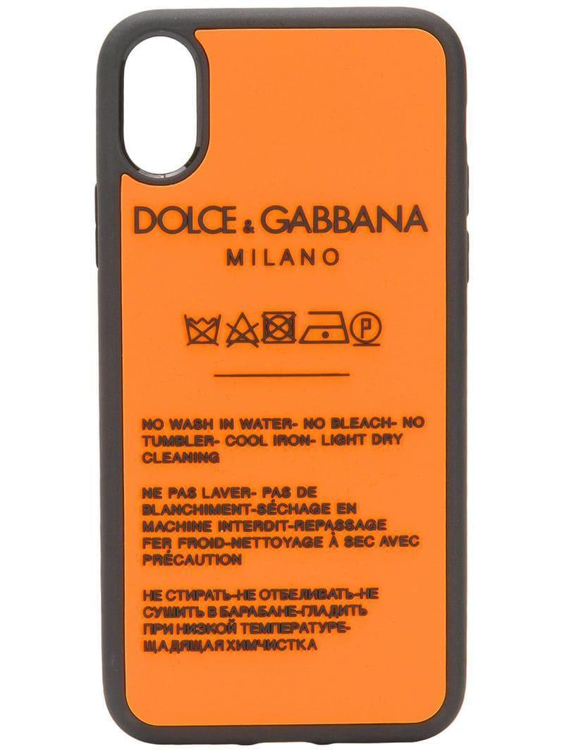 Orange X Logo - Dolce & Gabbana Logo Washing Instructions Iphone X Case in Orange - Lyst