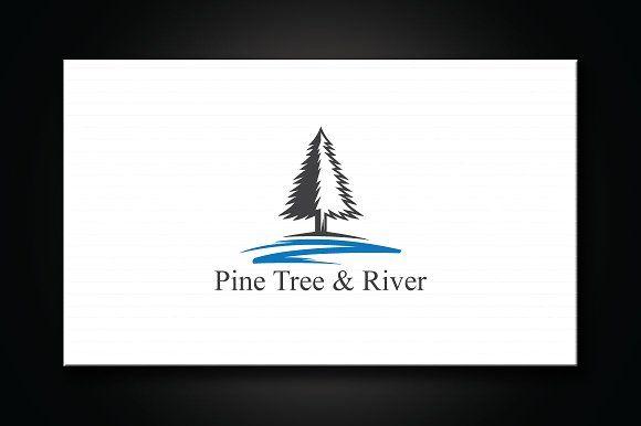 River Tree Logo - Pine Tree and River Logo Template Logo Templates Creative Market