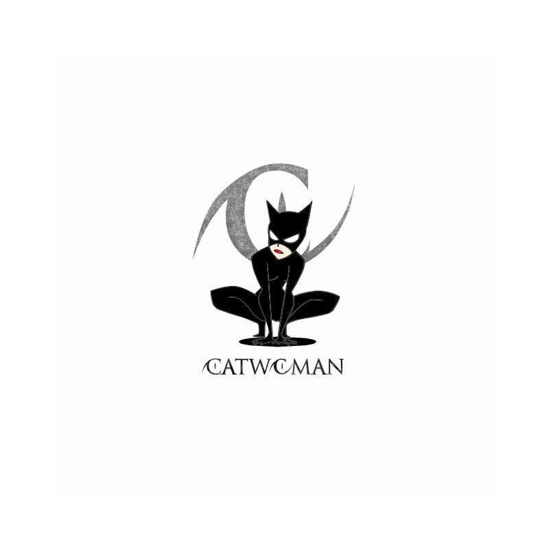 Catwoman Logo - T Shirt Catwoman Grey Logo On White