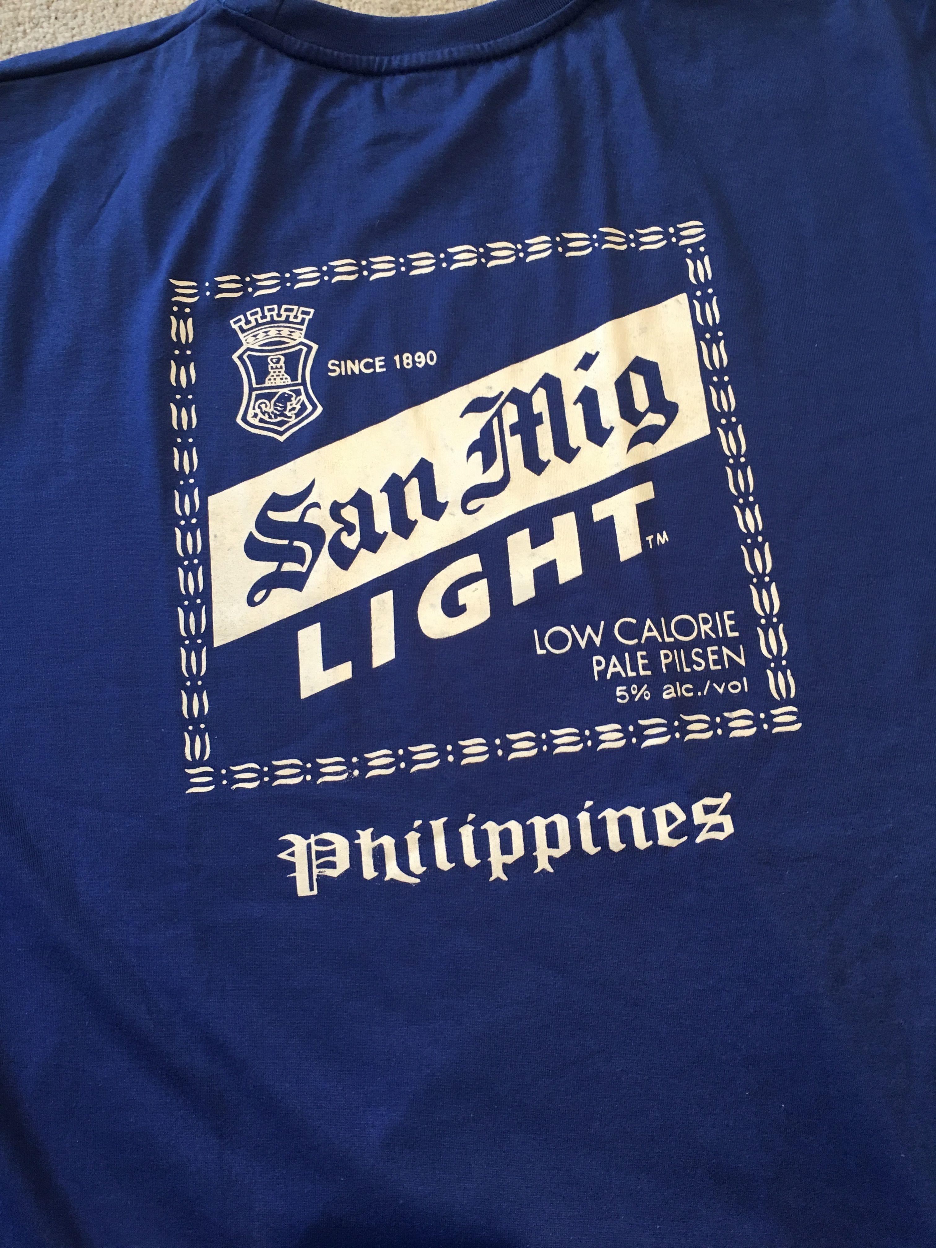San Mig Light Logo - San Mig Light Beer Philippines on a new XXL Blue Tee Shirt: San