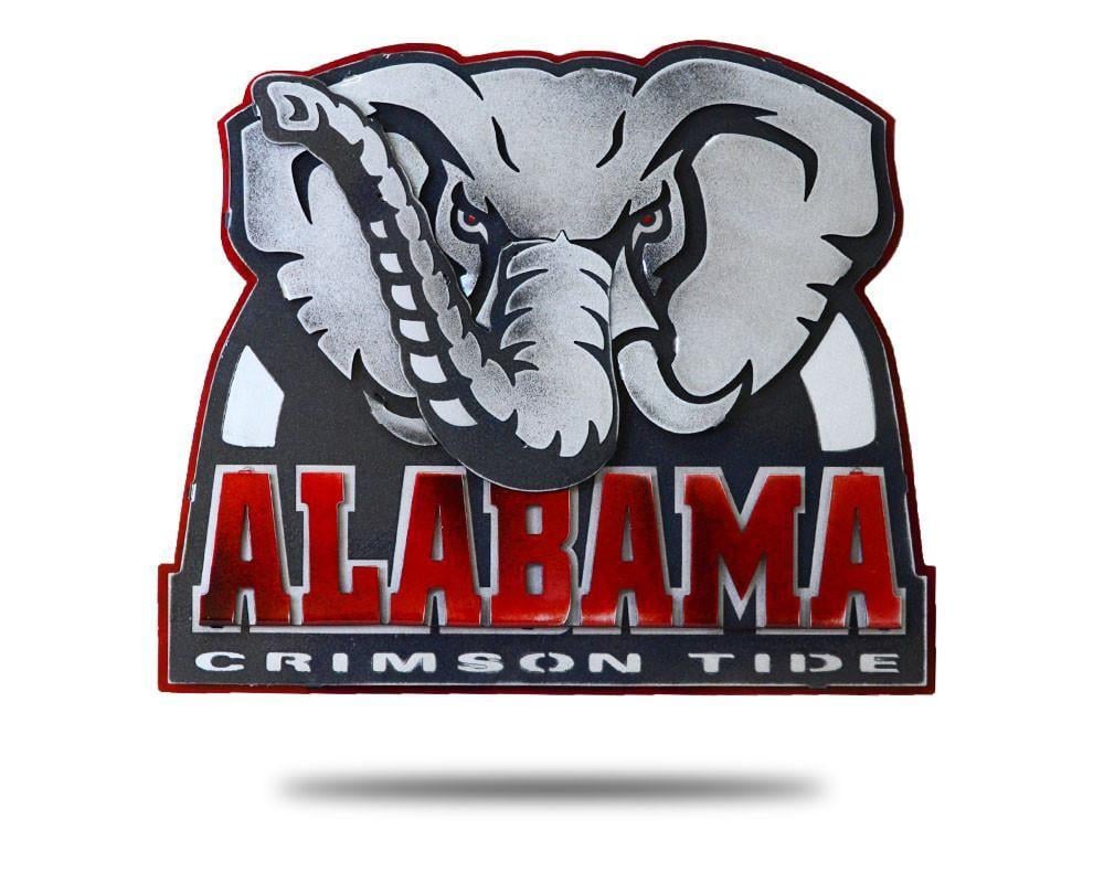University of Alabama Logo - University of Alabama Big Al 3D Vintage Metal Artwork Head Art