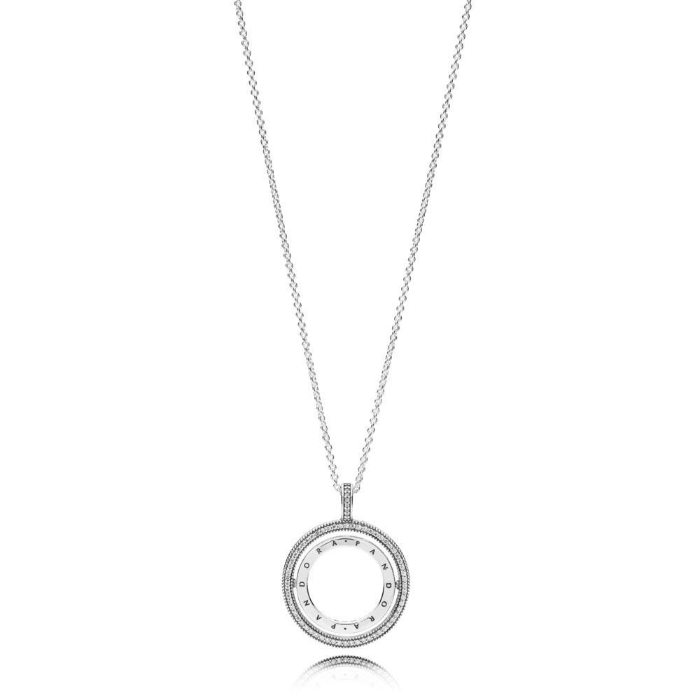 Pandora Logo - PANDORA Logo Spinning Necklace, Sterling silver, Silicone, Cubic