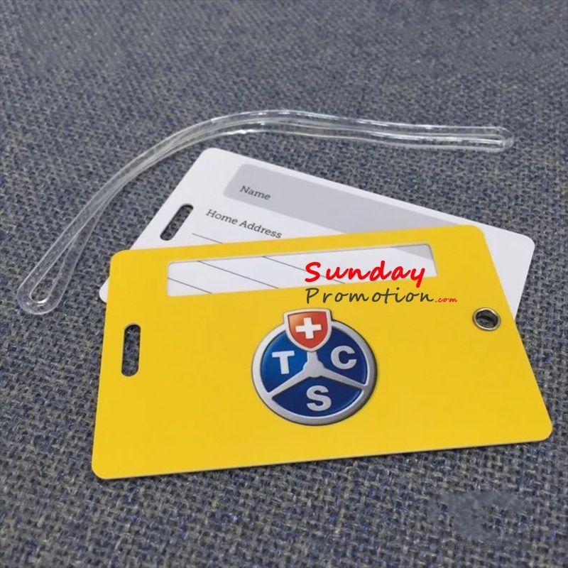 Yellow Tag Square Logo - Custom Logo Plastic Luggage Tag Square Double PP Sheet