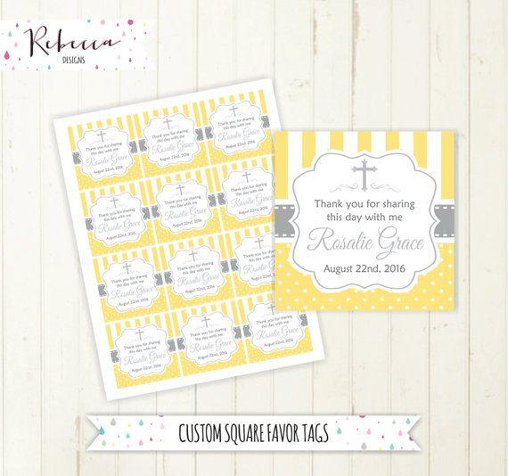 Yellow Tag Square Logo - baptism tags communion favor tags yellow favor tags printable