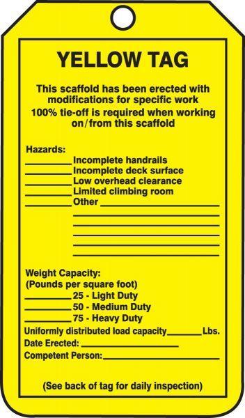 Yellow Tag Square Logo - Accuform TRS208PTP Scaffold Status Tag, Legend YELLOW TAG