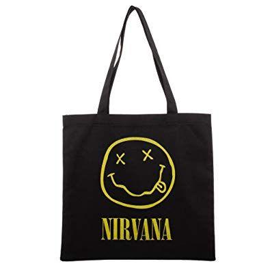 Nirvana Smiley Face Logo - Nirvana Smiley Face Logo Canvas Tote Bag: Amazon.co.uk: Shoes & Bags