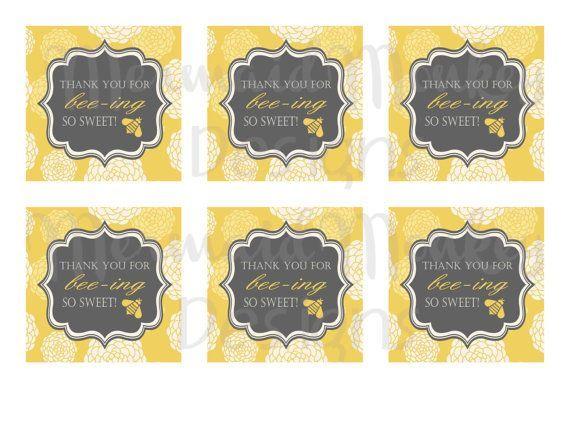 Yellow Tag Square Logo - Bumble Bee Baby Shower Favor Tags Square. Showers of Blessings