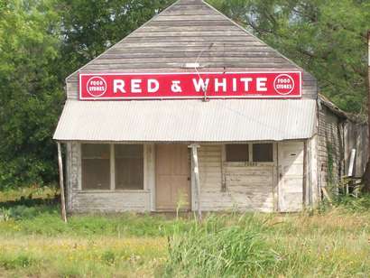 Red and White Grocery Logo - Voss, Texas.