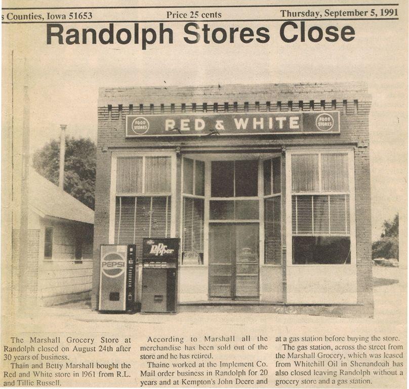 Red and White Grocery Logo - Randolph Iowa. Marshall Grocery Store