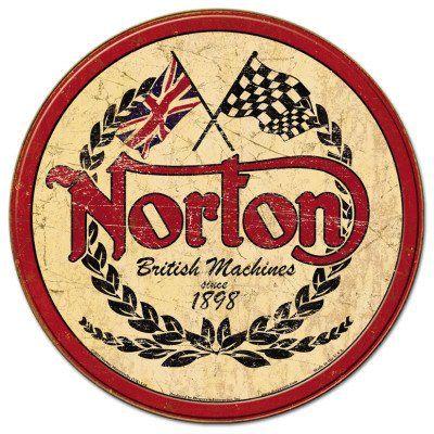 Motorcycle Racing Logo - Norton Motorcycle Racing Logo Round Tin Sign cm: Amazon.co