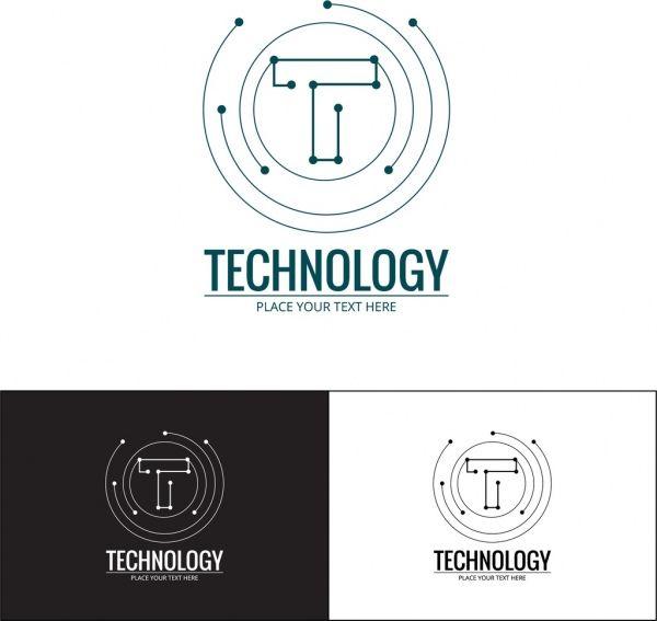 Technology Logo - Technology logo sets spots connection style lettering design Free