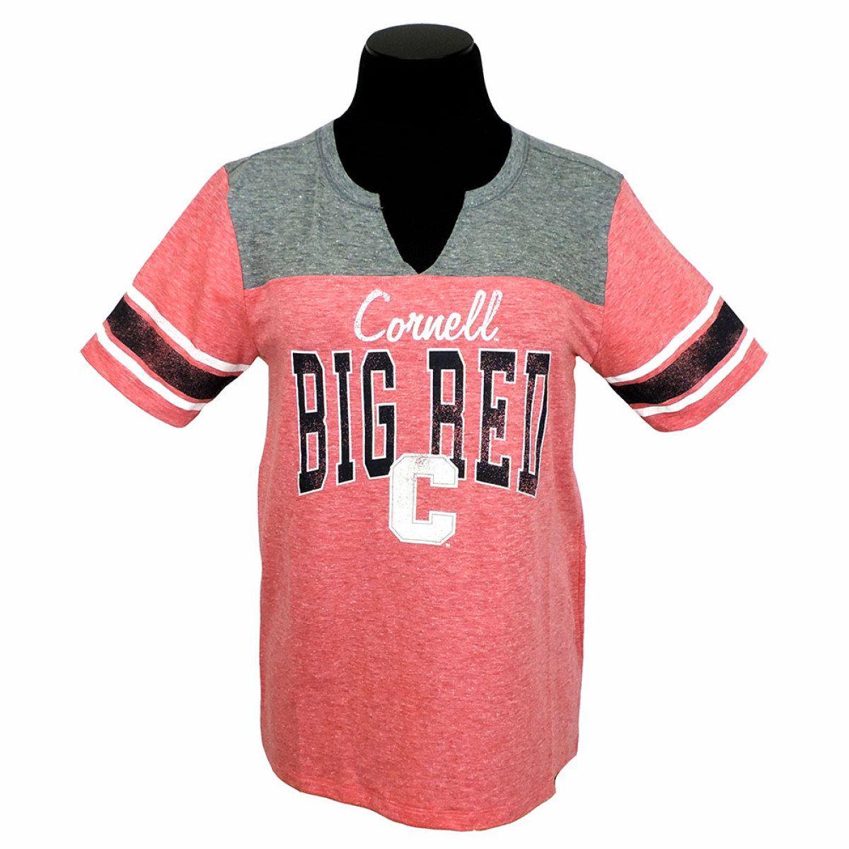 Cornell Big Red C Logo - Women's Tee Cornell Big Red C - Gray And Red