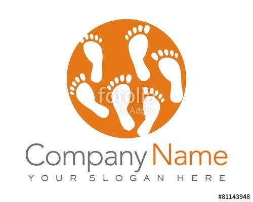 Foot Circle Logo - footmark trail foot circle orange logo vector Stock image