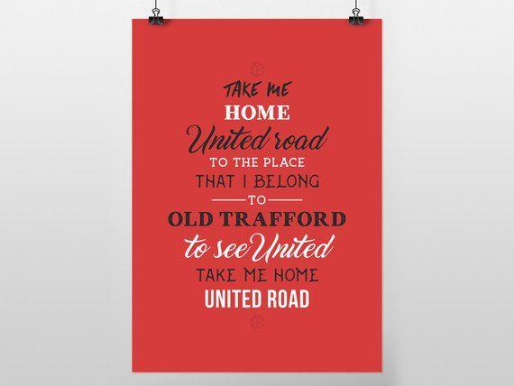 United Road Logo - Take Me Home United Road Old Trafford Lyrics A3 POSTER PRINT | Etsy
