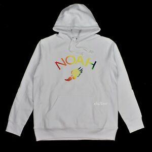 White Winged Foot Logo - NWT Noah NY Mens White Winged Foot Rainbow Logo Hoodie Sweatshirt ...