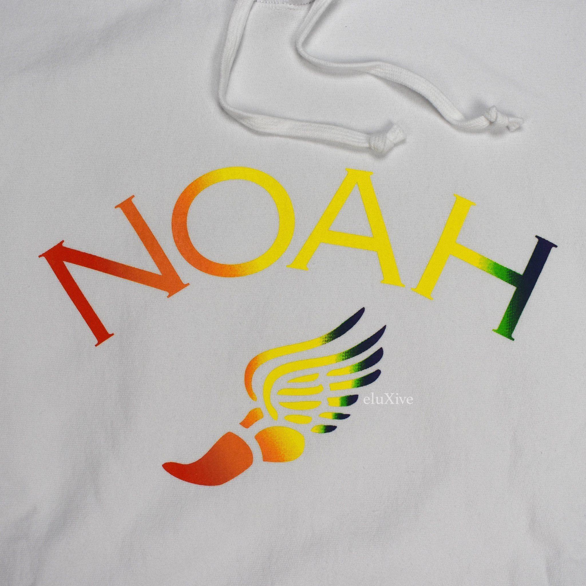 White Winged Foot Logo - Noah's White Rainbow Winged Foot Logo Hoodie Sweatshirt