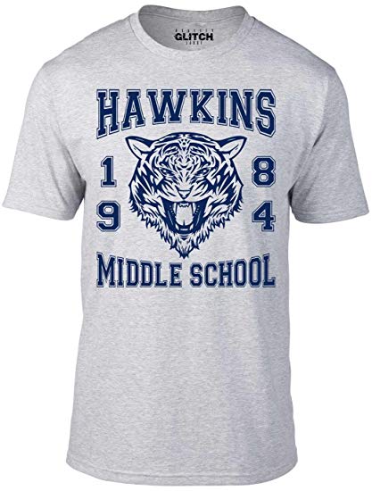 Gray Middle School G Logo - Reality Glitch Men's Hawkins Middle School T-Shirt: Amazon.co.uk ...