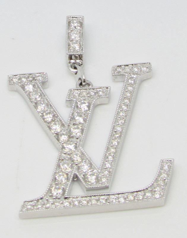 Pendant Louis Vuitton Logo - Custom 18Kt White Gold LV (Louis Vuitton) Diamond Pendant / Charm ...