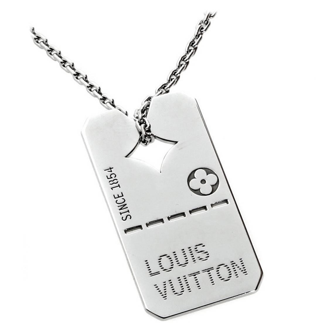 Pendant Louis Vuitton Logo - Louis Vuitton Gold Dog Tag Necklace For Sale at 1stdibs