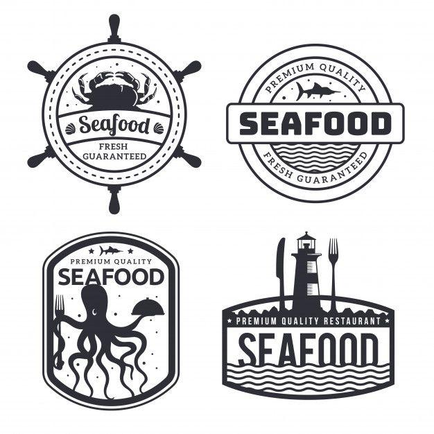 Seafood Restaurant Logo - Vintage fresh monotone seafood restaurant logo badge illustration ...