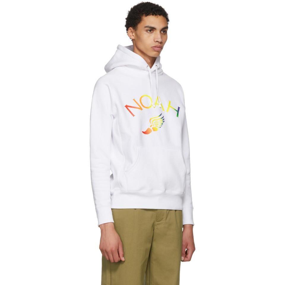 White Winged Foot Logo - Lyst - Noah White Winged Foot Logo Hoodie in White for Men
