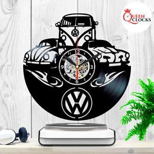 VW Car Logo - Volkswagen Retro Car Logo Vinyl Record Clock Gift Vintage VW Emblem ...