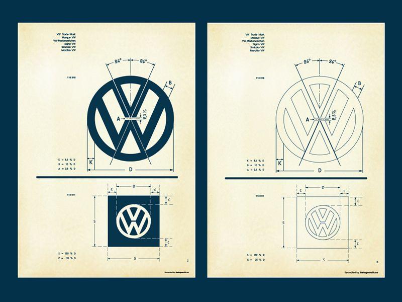 Vintage VW Logo - Recreated Vintage VW Logo Specification Poster for Download by