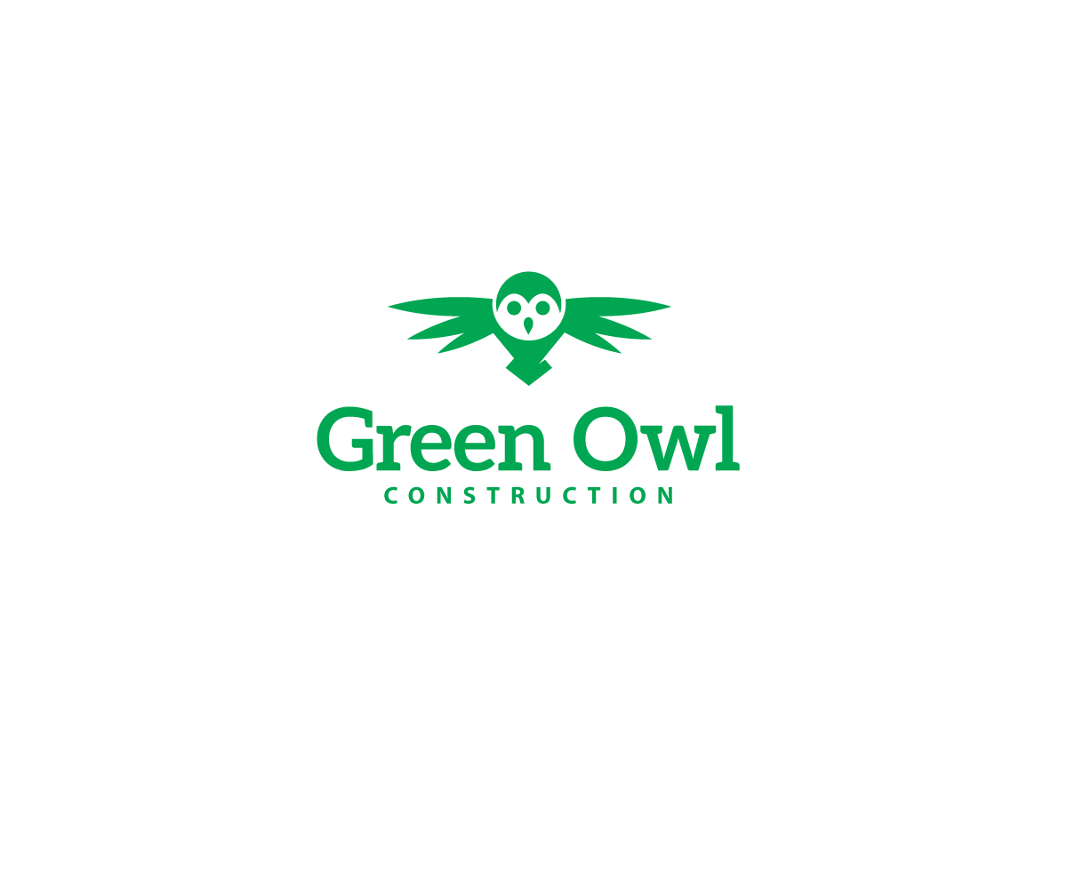 Green Owl Logo - Elegant, Playful, Construction Company Logo Design for Green Owl