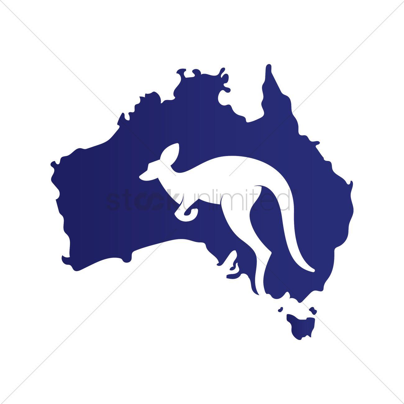 Australia Kangaroo Logo - Kangaroo silhouette on australia map Vector Image
