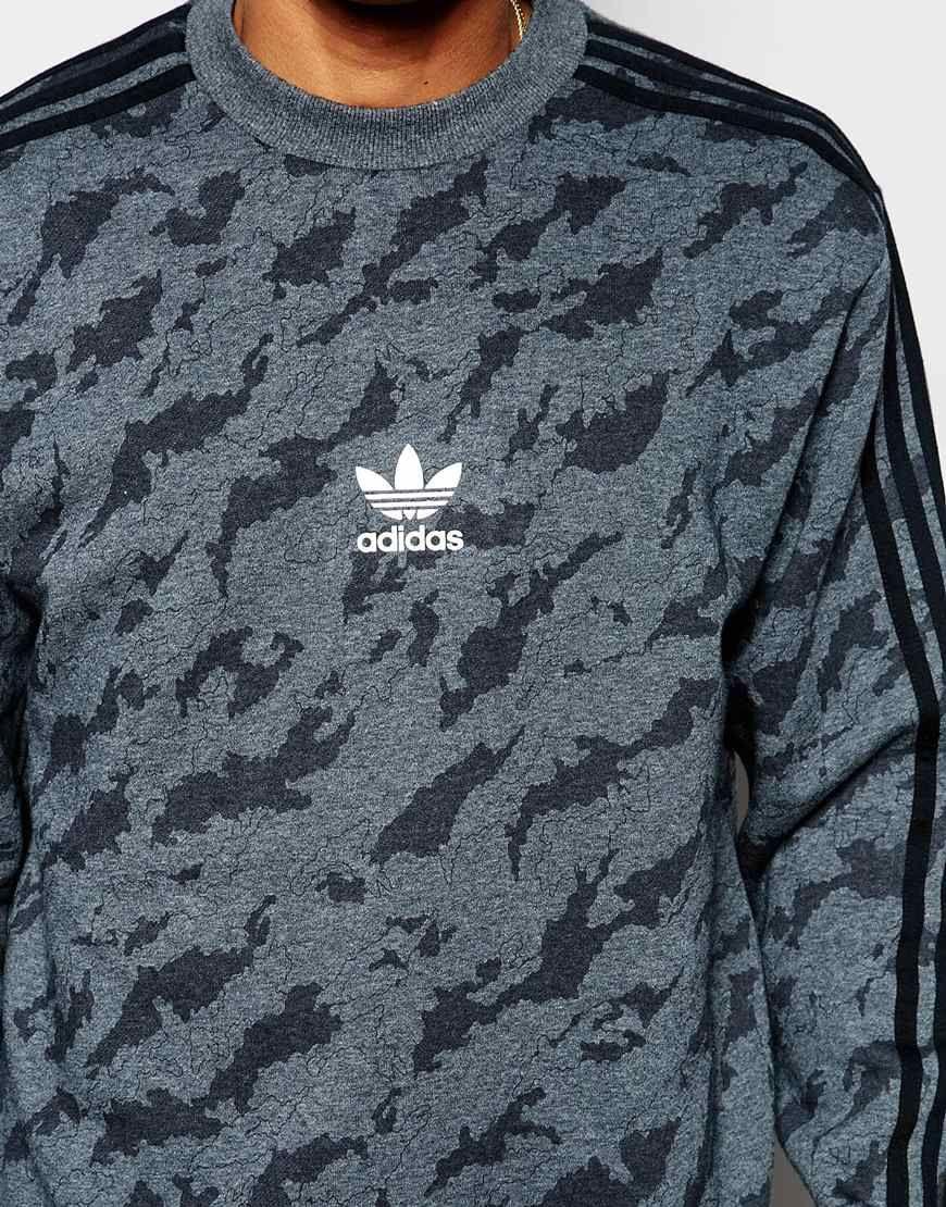 Gray Camo Adidas Logo - Lyst Originals Camo Sweatshirt Aj7902 in Gray