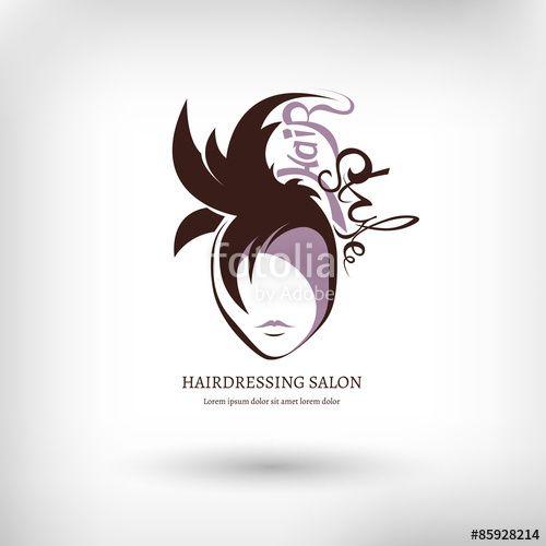 Modern Face Logo - Vector barbershop lettering logo, woman face with a hairstyle ...
