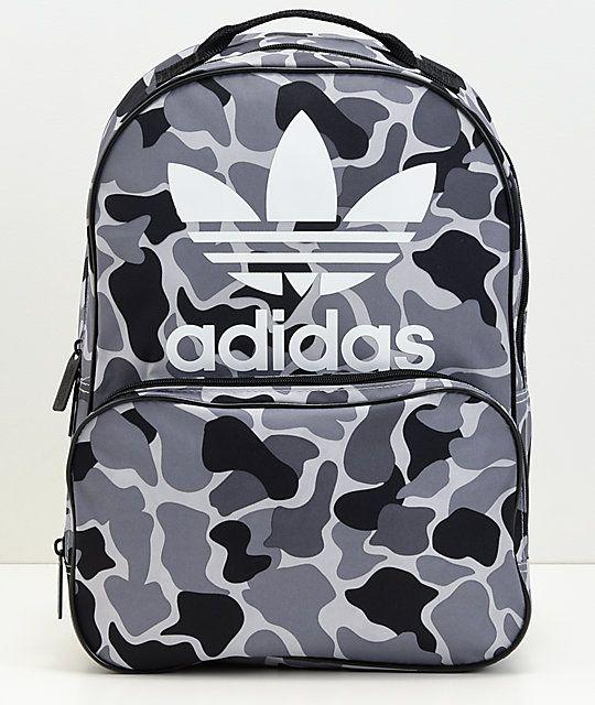 Gray Camo Adidas Logo - adidas Santiago Black & Grey Camo Backpack