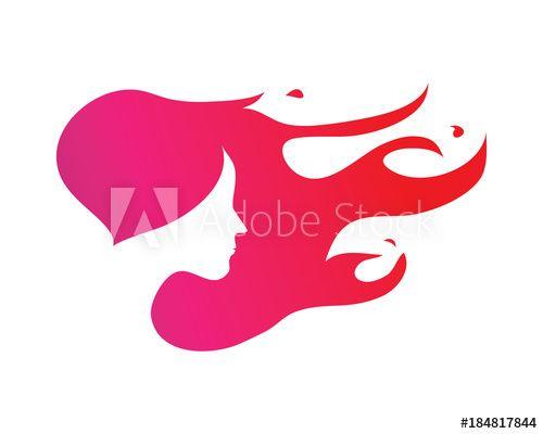 Modern Face Logo - Modern Elegant Flaming Hair Pink Female Face Logo - Buy this stock ...