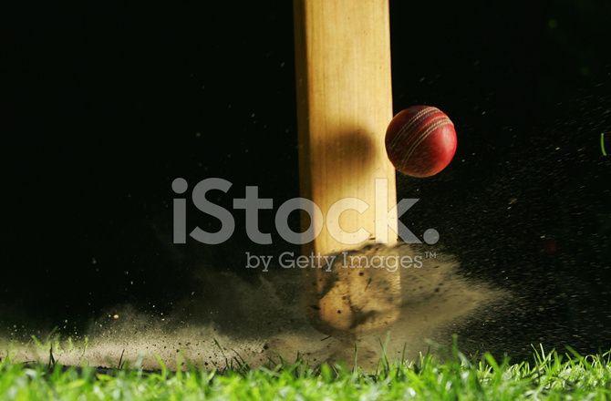 Bat Hitting Ball Logo - Close UP Shot of Cricket Bat Hitting Ball