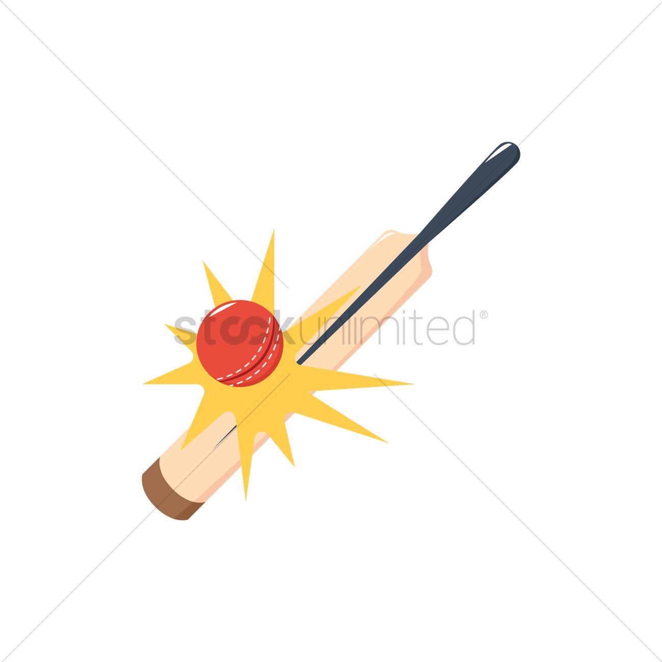 Bat Hitting Ball Logo - Cricket bat hits ball Vector Image